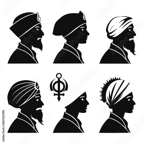 Silhouettes of men in traditional headwear