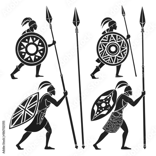 Ancient warriors silhouette