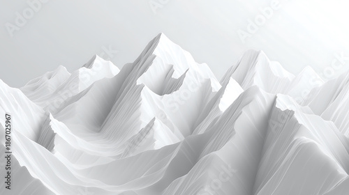 A stunning white mountain range under a bright clear sky , color of the year 2026, cloud dancer