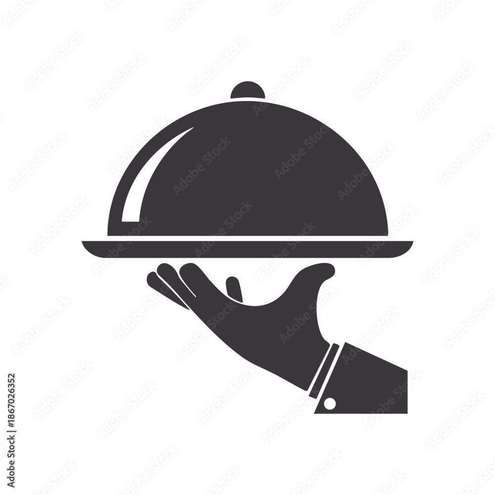 Fototapeta premium hand holding tray flat icon
