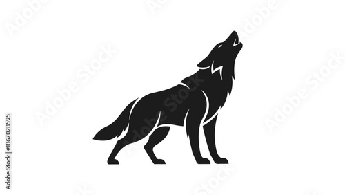 Silhouette of a wolf howling at the moon.