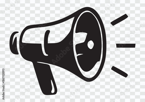 Black Megaphone Icon with Sound Waves