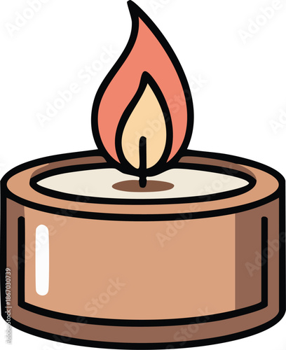 Burning tea light candle icon