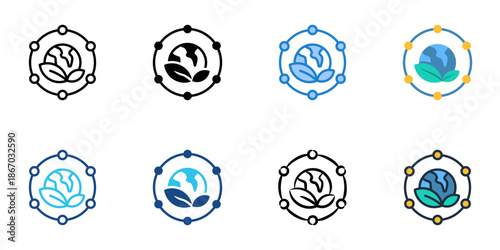 Sustainable practices icons set multiple style collection. Editable stroke 
