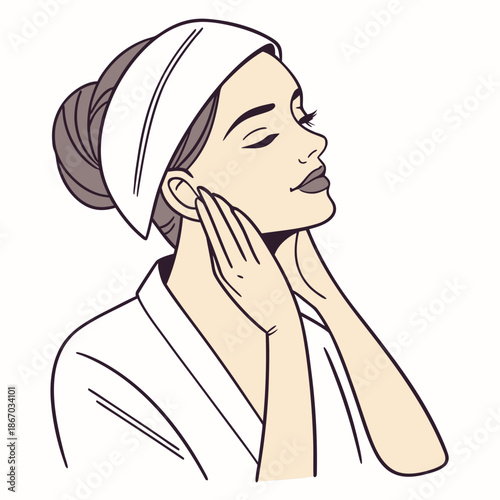 Woman applying skincare
