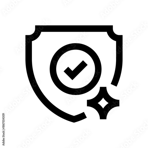 Shield Security Line Icon, Outline Symbol for Data Protection, Privacy Safety, Cyber Defense, Firewall System, and Risk Prevention. Vector Sign Icon.