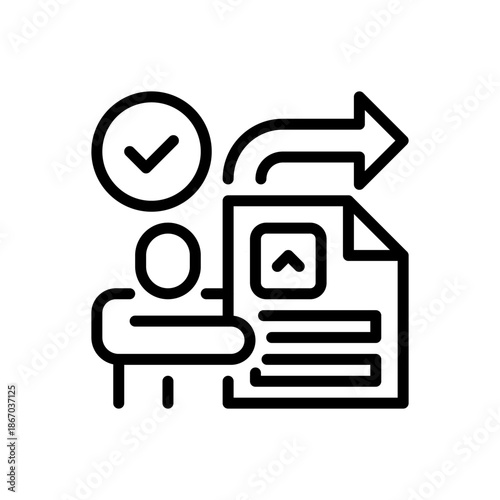 Delegation Line Icon, Outline Symbol for Task Assignment, Team Management, Responsibility Sharing, Leadership Strategy, and Workflow Optimization. Vector Sign Icon.