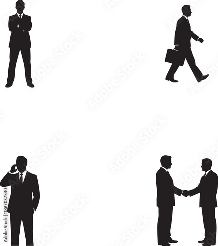 Business Silhouettes Illustrating Professional Communication, Confidence, and Collaboration