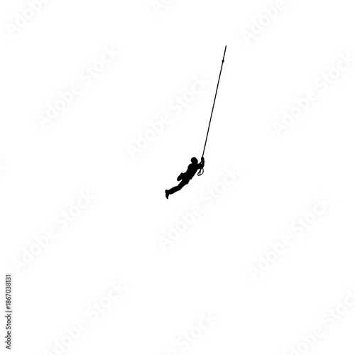 Rock Climber Abseiling Silhouette