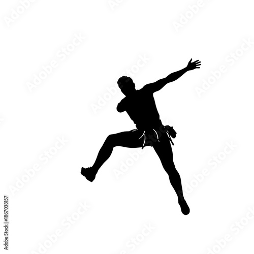Rock Climber Reaching Overhang Silhouette