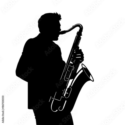Silhouette of Sax Player in Action
