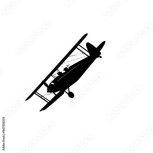 Silhouette of Vintage Biplane Stunt Flying