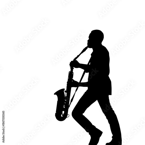 Silhouette of Saxophonist with Spotlight
