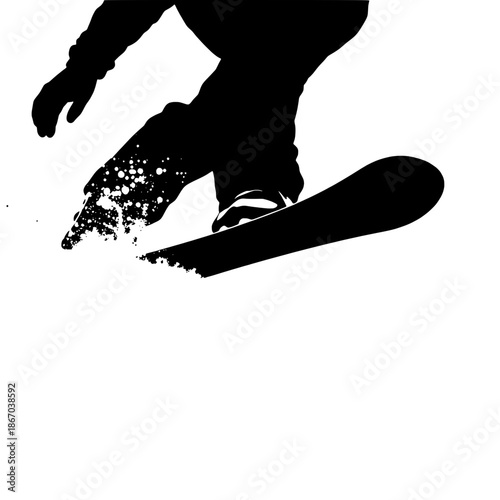 Snowboarder Silhouette: Close-Up Carving Detail