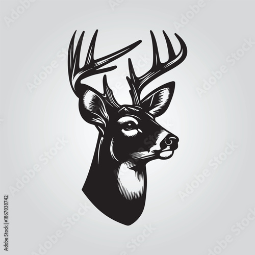 whitetail head antlers Silhouette vector design decal