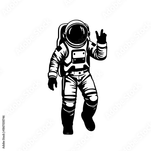 Stylized Astronaut Moonwalk Silhouette Art