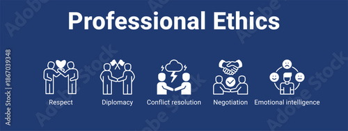 Professional Ethics web banner icon vector illustration concept for  with icon of Respect, Diplomacy, Conflict resolution.
