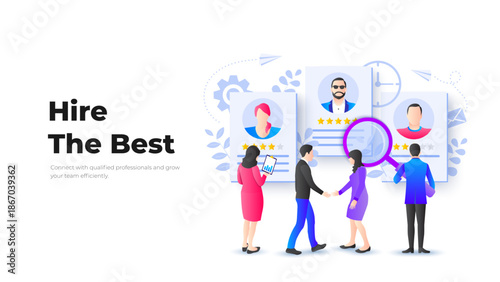 Recruitment Illustration, Hire the Best Talent Concept, Human Resources Hiring Process, Team Selection Vector Illustration