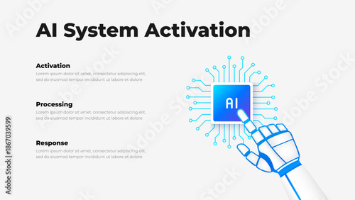 AI System Activation Illustration, Artificial Intelligence Chip Concept, Machine Learning Technology Vector Illustration