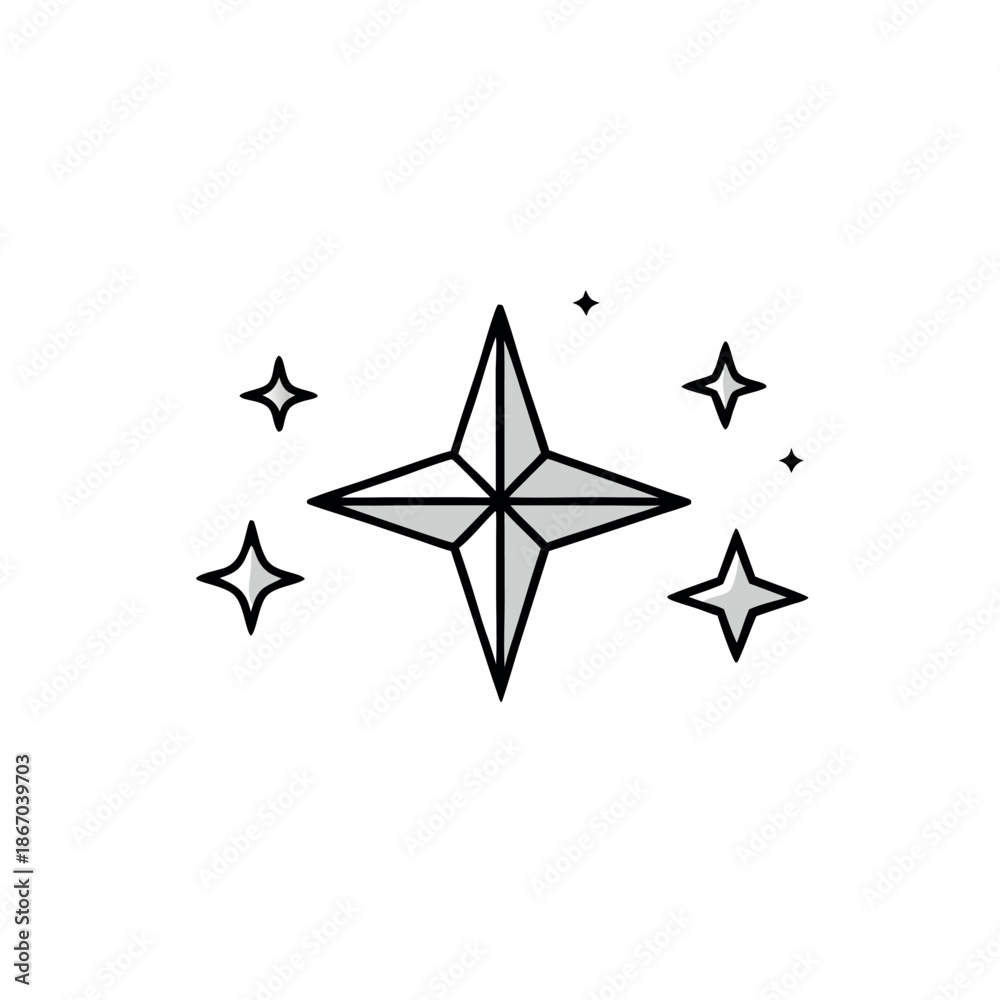 Obraz premium Star icons set twinkling stars sparkles shining 