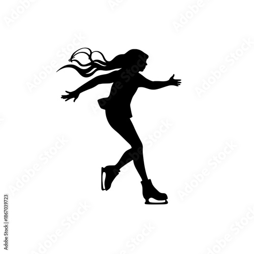 Ice Skater Flowing Spiral Minimal Silhouette