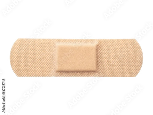 Adhesive bandage protecting a wound, providing first aid treatment, clean medical PNG. Isolated on white or transparent background. PNG format.