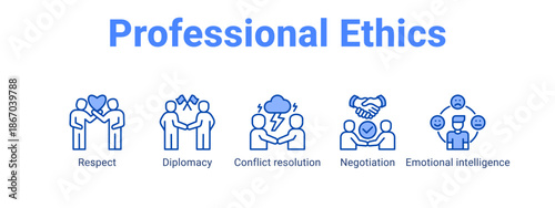 Professional Ethics web banner icon vector illustration concept for  with icon of Respect, Diplomacy, Conflict resolution.