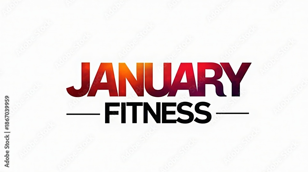 Fototapeta premium Bold text design for January Fitness, showcasing a vibrant and motivational theme for the new year.