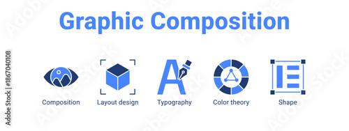 Graphic Composition web banner icon vector illustration concept for  with icon of Composition, Layout design, Typography.