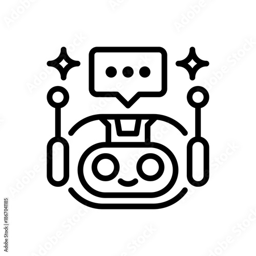 Chatbot Line Icon, Outline Symbol for Customer Support, Automated Chat, Virtual Assistant, User Interaction, and Online Service. Vector Sign Icon.