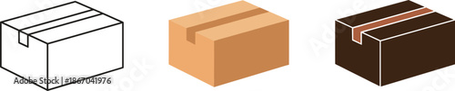 Simple brown cardboard shipping box for logistics and delivery icon