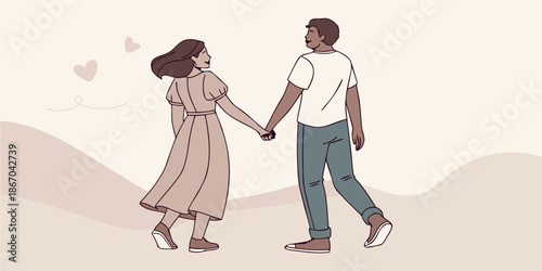 Couple walking hand in hand