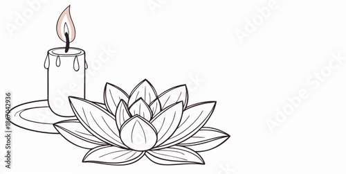 Candle and lotus flower
