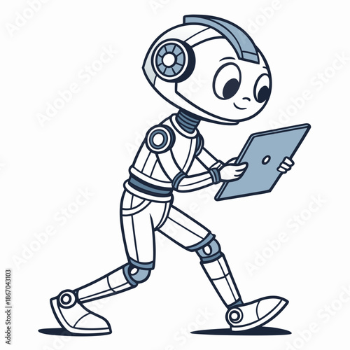 Robot holding tablet