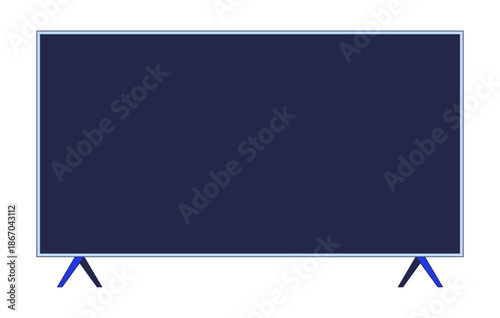 Blank dark television screen 2D cartoon object. Home entertainment gadget. Media display. Widescreen TV. Modern electronics isolated element flat vector clip art on white. Spot illustration