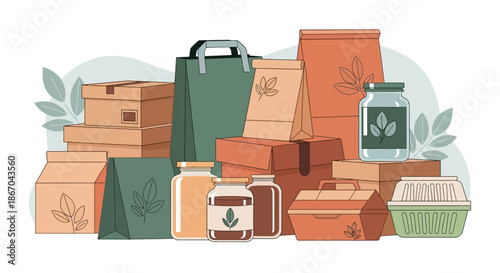 Paper product items illustration