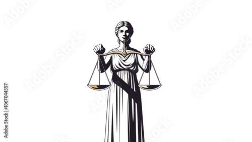 Statue of Justice holding scales symbol of law and fairness classic illustration for legal concepts and justice system