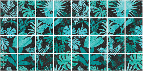 Wallpaper Mural Leaf Variety of types. Seamless mosaic square pattern with tropical leaves blackground used for decorative design.	
 Torontodigital.ca