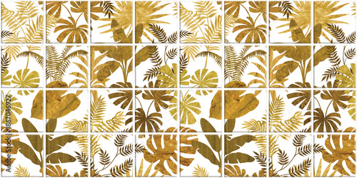 Wallpaper Mural Leaf Variety of types. Seamless mosaic square pattern with tropical leaves blackground used for decorative design.	
 Torontodigital.ca