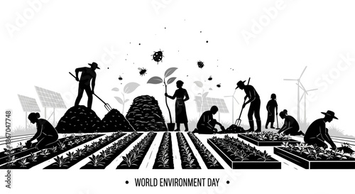 Farmers Working in the Field Together.