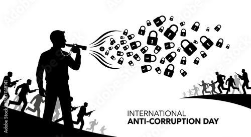 Man Speaking Out Against Corruption Silhouette.