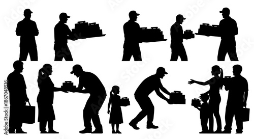 Silhouettes of People Working and Interacting.