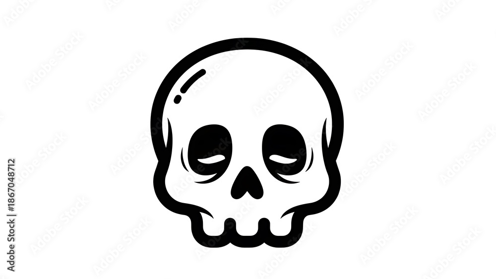 Fototapeta premium Simple Black and White Skull Illustration.