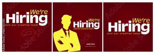 Modern and creative hiring square banner template design for social media post