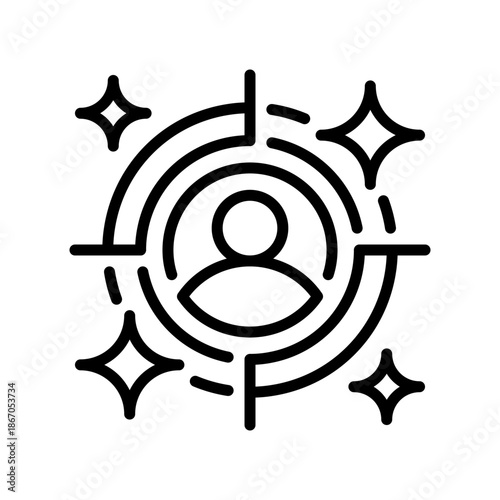 Headhunting Target Line Icon, Outline Symbol for Precise Recruiting, Talent Focus, Goal Oriented, Specific Sourcing, and Strategic Acquisition. Vector Sign Icon.