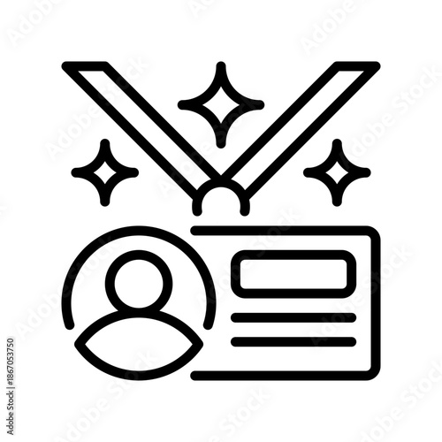 Employee ID Card Line Icon, Outline Symbol for Staff Identification, Access Control, Identity Verification, Corporate Security, and Workplace Badge. Vector Sign Icon.