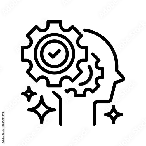 Skills and Logic Line Icon, Outline Symbol for Cognitive Testing, Ability Assessment, Technical Proficiency, Mental Evaluation, and Talent Metric. Vector Sign Icon.