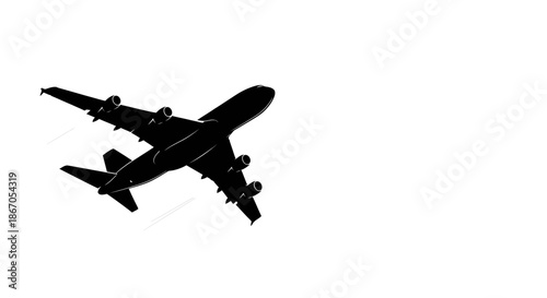 Commercial Airplane Flying High in Sky.