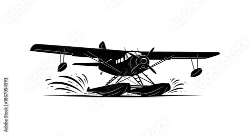 Seaplane Taking Off from Water Surface.