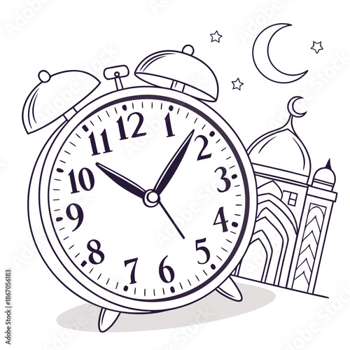 Clock and mosque illustration